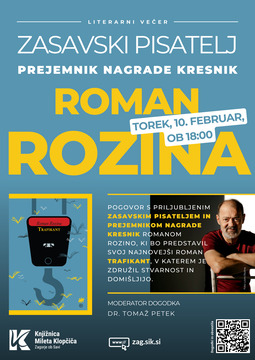 Roman Rozina: Trafikant, literarni večer, torek, 10. 2. 2026, ob 18:00, Knjižnica Zagorje